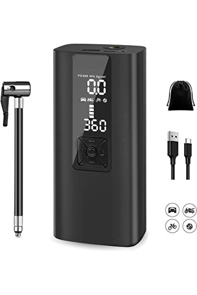 Arabest Portable Rechargeable Air Compressor with LED Light for Car Tire and ...