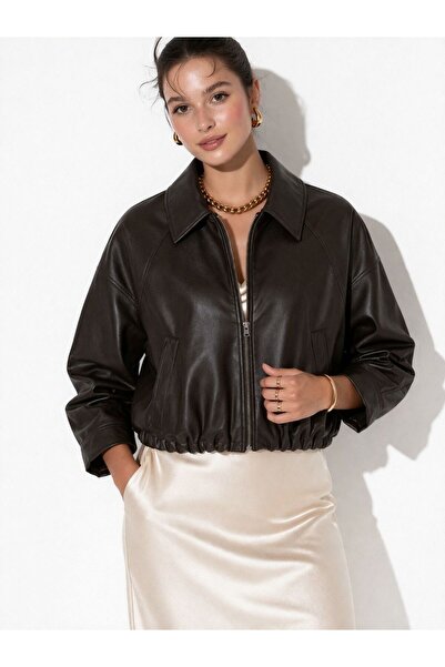 ARDENİM Faux Leather Bomber Jacket