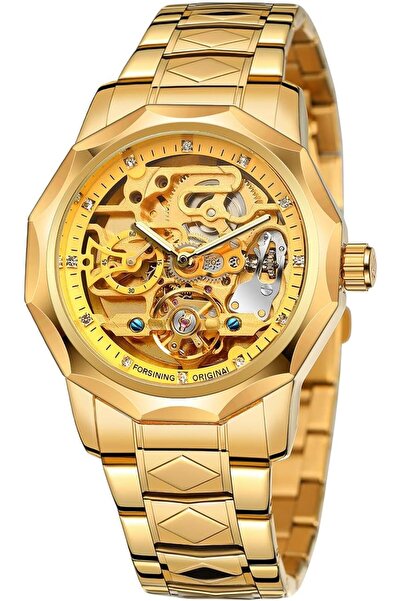 Forsining Men's Automatic Movement Dodecagon Stainless Steel Skeleton Dial Se...