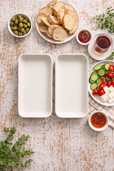 Porselen Diyarı 2'li Mini Kayık Tabak Sunum Tabağı Servis Tabağı 18*10 cm – K...