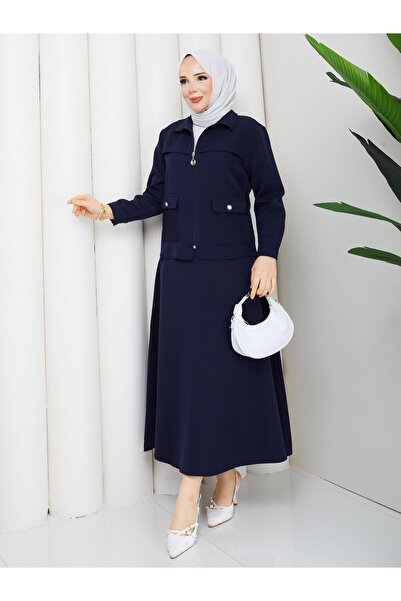 AVK MODA بدلة نسائية من قماش دابيل للملابس المحجبة مكونة من قطعتين