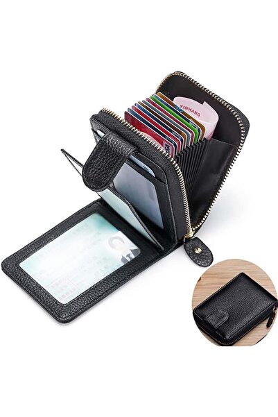 Arabest Card Case Wallet, Cowhide Leather Pocket Organizer, Zip Holder for Wo...