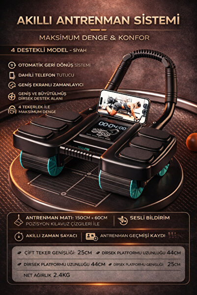 ADEFCO Ab Roller 4 Tekerlekli Karın Kası Aleti Ab Rollout Egzersiz Platformu ...