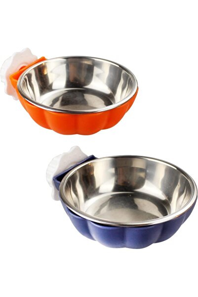 Arabest 2-Piece Pet Bowls, Pumpkin Shape Hanging Feeder with Stainless Steel ...