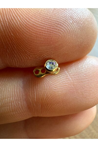 Bylin Titanyum Gold Dermal Kücük Tek Taş Kristal Piercing -taş Çapı 3mm-1 Adet
