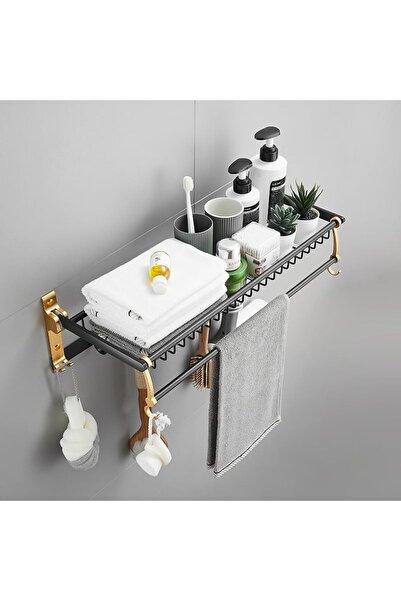 Arabest Foldable Towel Rack with Bar Holder, 7 Movable Hooks, Wall Mount Bath...