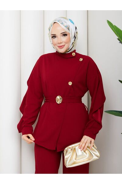 bm bessomoda fashion boutique Γυναικείο Σετ Τέσεττουρ με Κουμπιά στο Μπροστιν...