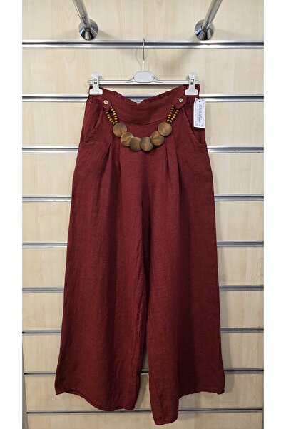 Park Moda Γυναικείο λινό παντελόνι με αξεσουάρ ζώνης