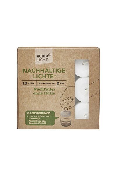 Rubinlicht Rubin Licht Tealight Mum Beyaz 6 Saat Kapsız 18'li