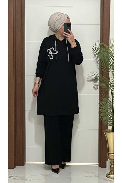 masalabiyem 6666 K 150 Black Flower Stone Oysho Set
