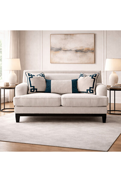 Roots Furniture كنبة يونانية مرتفعة بلون أبيض مائل للصفرة