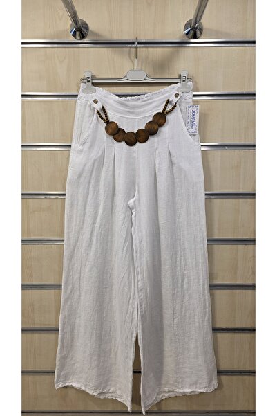 Park Moda Women's Linen Trousers with Belt Accessory