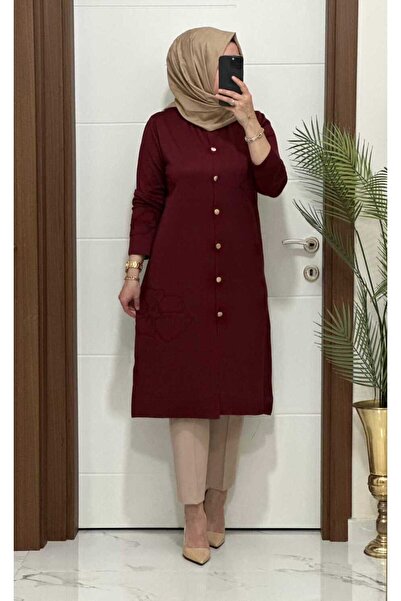 masalabiyem 3580 K120 Bordo Cool Yarn Buttoned Cardigan