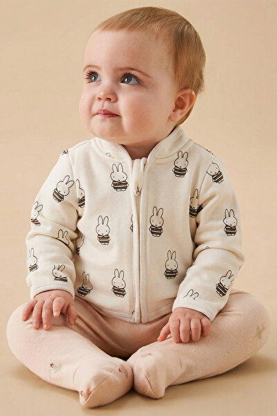 Lilabio سترة أطفال للجنسين بياقة دائرية وأكمام طويلة ونمط ميفي مع سحاب أمامي