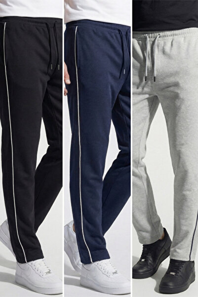 Veleno Men's 3-Piece Advantageous Pack Baggy Sweatpants with Elastic Waistband