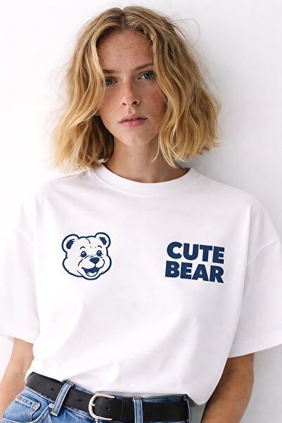 ArtYus Cute Bear Printed Crew Neck Unisex Oversize T-Shirt – Cotton Casual T-...