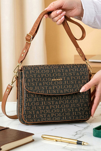Just Polo حقيبة يد وكتف نسائية بحزام سلسلة مكونة من 5 أقسام مع إكسسوارات للمو...