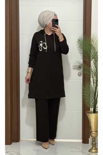 masalabiyem 6666 K 150 Brown Flower Stone Oysho Set