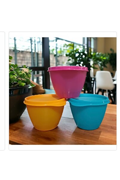 Tupperware Renkli buzdolabı kabı 3 lü