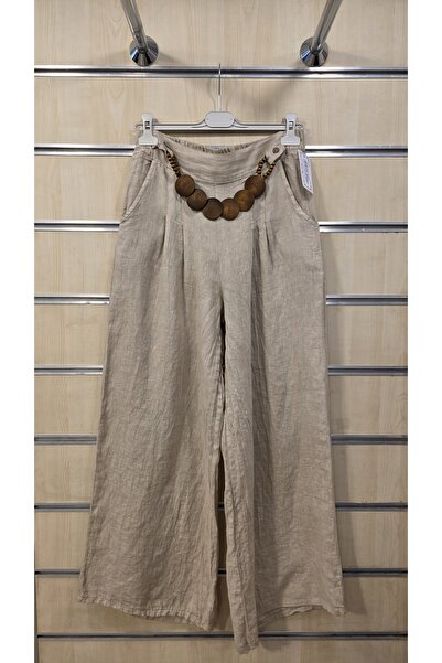 Park Moda Γυναικείο λινό παντελόνι με αξεσουάρ ζώνης