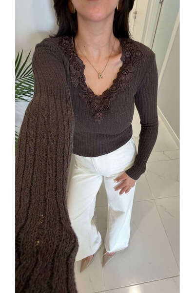 BİRCANÇİL İsilla Brown Lace Knitwear