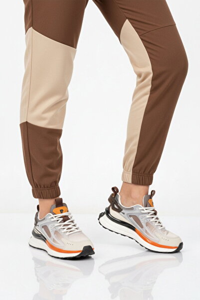 Pierre Cardin Λευκό καφέ διχτυωτό ελαφρύ, εύκαμπτο πάτο με μνήμη, αθλητικά πα...