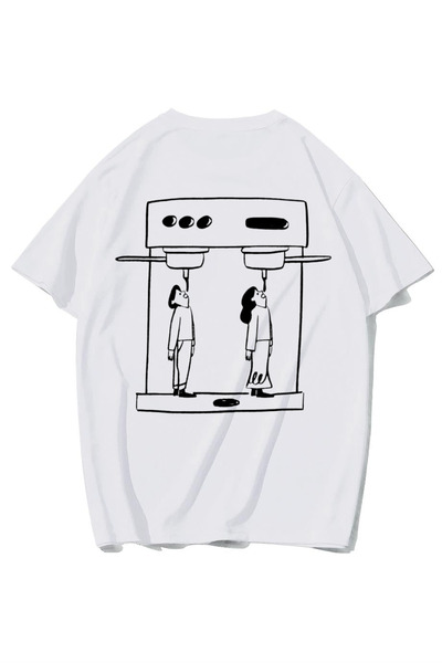 BRZ COLLECTION Μπλουζάκι Unisex Oversize Μινιμαλιστικό με Καφέ Στάμπα και Μον...