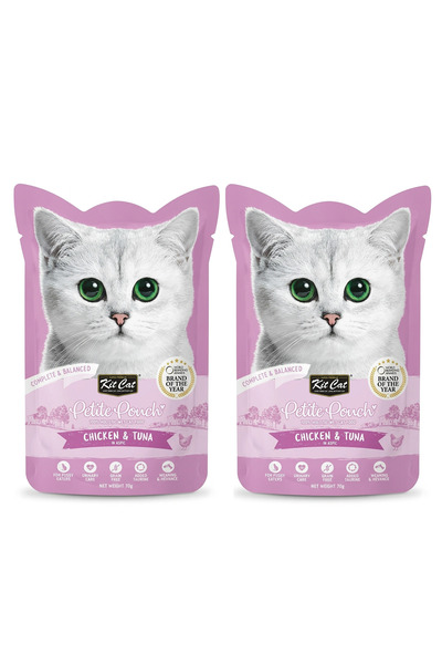 Kit Cat طعام القطط الرطب في كيس صغير - دجاج وتونة في عجينة شفافة - 70 جرام (ع...