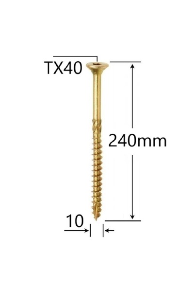 Mag-Krak Surub Dulgherie Cap Inecat 10x240 mm Torx TX50 - 50buc/cutie