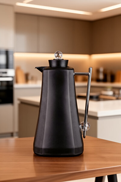 ALMEDYAF Luxury Style Black 1L Vacuum Flask Thermos | Glass Liner Insulated H...