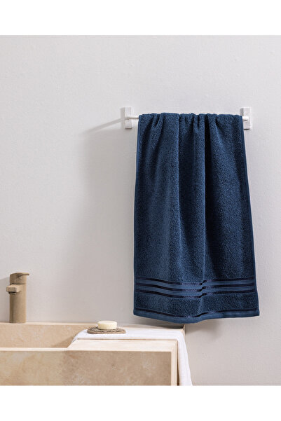 Madame Coco Marnot Border 100% Cotton Flocked Face Towel - Navy Blue - 50X80 cm