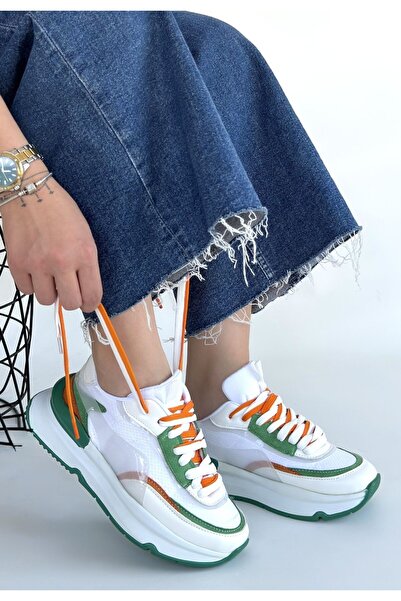 Zerenyus Alehi Premium White Green Double Lace Women's Sneaker