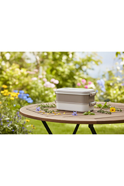 YAZICI 1.8 Lt 2-Tier Nutrition Container with Fork and Spoon, Portable Practi...