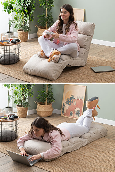 Pafu Fuwa Fonksiyonel Mekanizmalı Oyuncu Koltuğu - Keten Krem