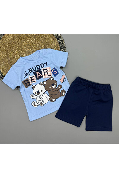 Poppy Baby Boy Teddy Bear Printed T-Shirt and Shorts Set - 6-18 Months