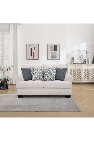 Roots Furniture كنبة أنيقة بلون أبيض مائل للصفرة (176 سم)