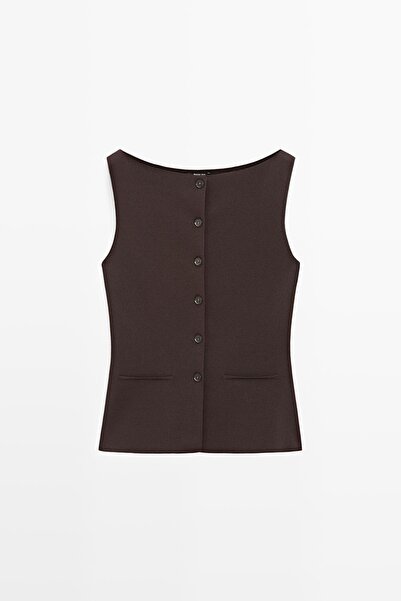 Massimo Dutti Cep detaylı triko yelek