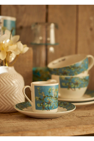 Bella Maison Van Gogh Almond Blossom 2'li Kahve Fincanı Seti Turkuaz (90 cc)