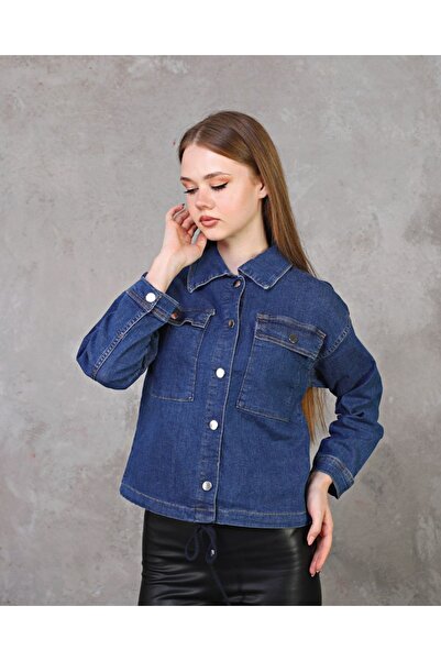 Double.Tt Women's Double Pocket Buttoned Shirt Collar Top Quality Jeans Jacket