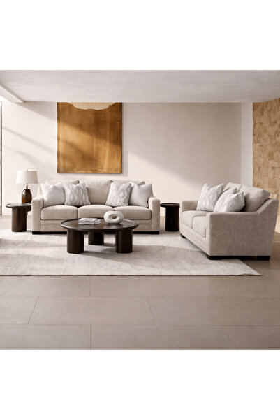 Roots Furniture طقم غرفة معيشة كلارا أوتميل (أريكة + كرسي حبّيبي)