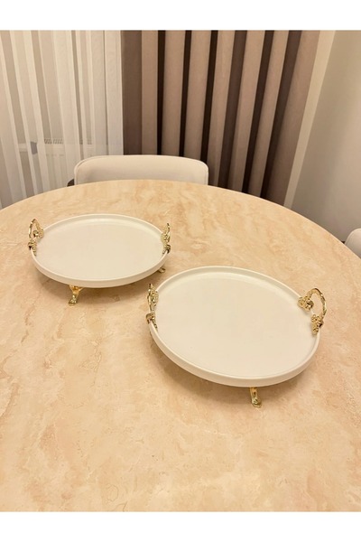PONCİKPAZAR 2-Piece Gold Porcelain Presentation Bowl