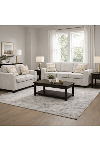 Roots Furniture طقم غرفة معيشة كونفا بيج (أريكة + كرسي حب)