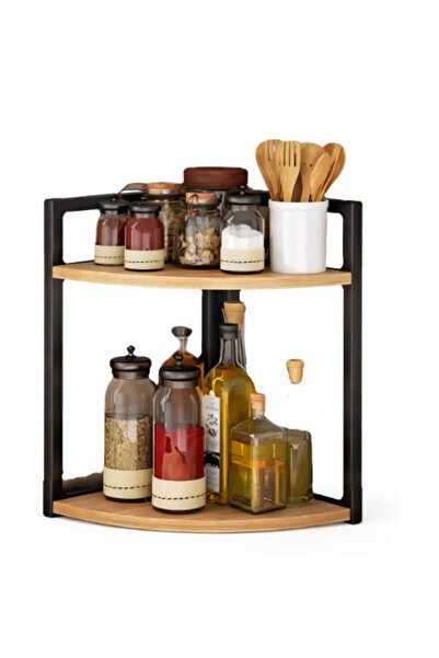 Amir Etajeră de colț pentru bucătărie cu 2 niveluri, metalică, design modern,...