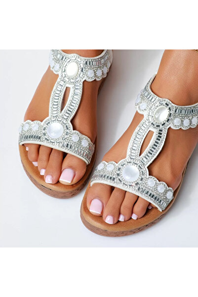 Zaira Sandale Dama cu Platforma Rosalia Albe #15600 - 40