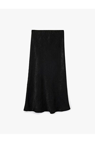 Koton Balık Kesim Slim Fit Midi Boy Dokulu Saten Etek