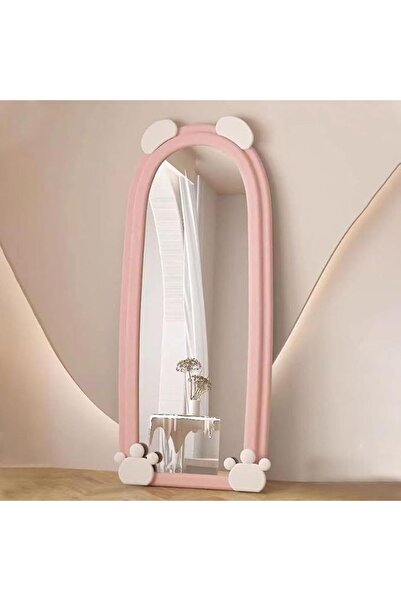 Decorhills مرآة كاملة الطول، 60 × 160 سم، تصميم على شكل دب، إطار مخملي، وردي،...