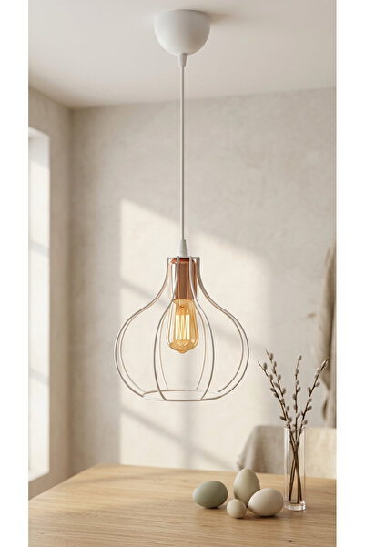 Decodelight Siyah Beyaz Armut Model Tasarım Bakır Duylu Tekli Sarkıt Avize Ay...