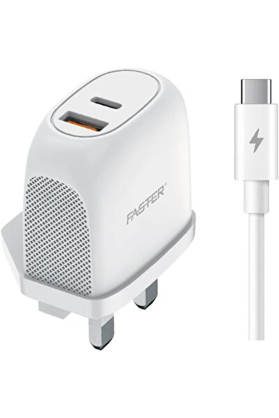 Faster V400B 22.5W Dual Port Wall Charger with 100cm Fast Charging Cable