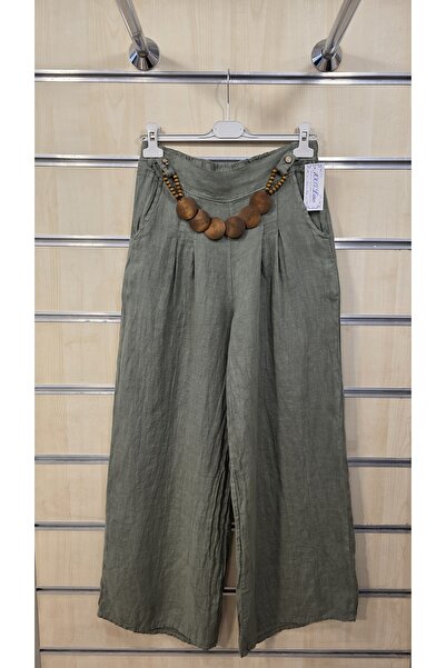 Park Moda Women's Linen Trousers with Belt Accessory