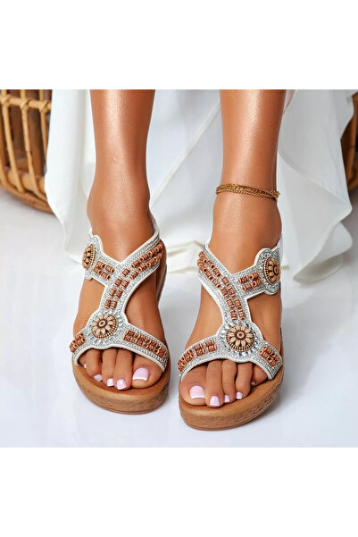 Zaira Sandale Dama cu Platforma Mariah Albe #15597 - 38